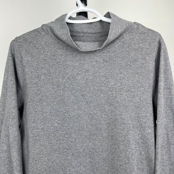 Sz M-‎ Eileen Fisher Funnel Mock Neck Heather Grey Long Sleeve Tunic Top - Picture 3 of 12